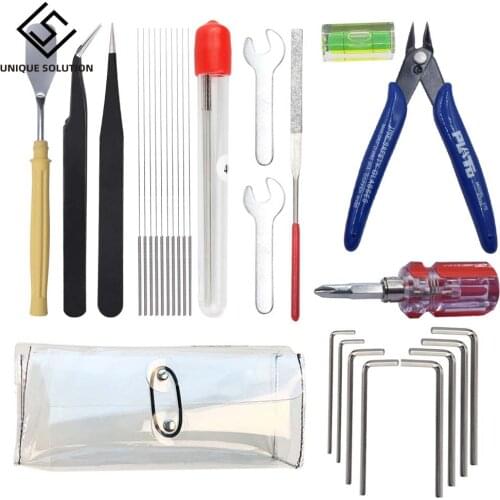 3D Printer Parts DIY Full Tools 3D print finishing tool Level/Wrench/Tweezers/ Shovel/Nozzle Cleaning Kit Use for 3D Printer