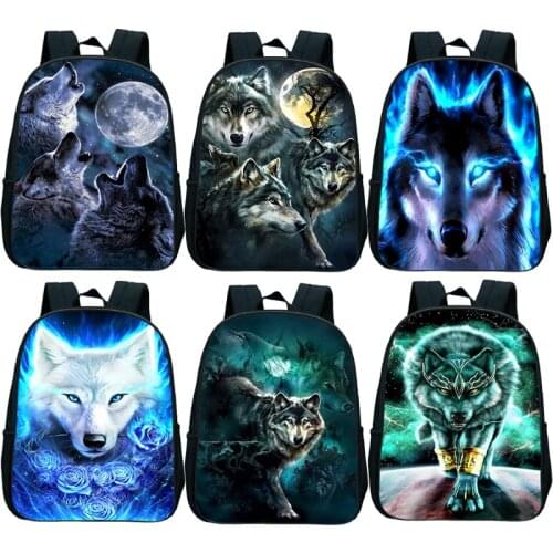 Children Animal Wolf Backpacks School Backpack Primary Kindergarten Mochila Casual Cartoon Knapsack Kids 3D Printing School Bags