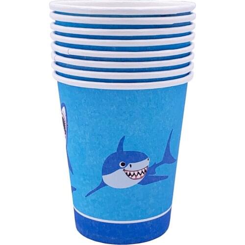 Baby Shower Cartoon Shark Disposable Tableware Sets Blue Sea Theme Kids Happy Birthday Party Decorations Wedding Party Supplies