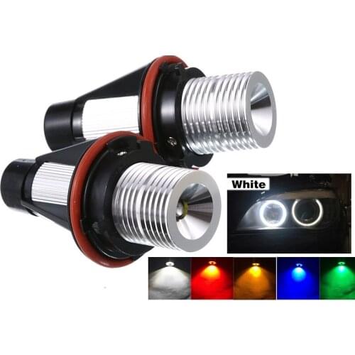 2Pcs 2*5W LED Marker Angel Eyes 6000K 12V White Aluminum Alloy for BMW E39 E53 E60 E61 E63 E64 E65 E66 E87 525i 530i xi 545i M5