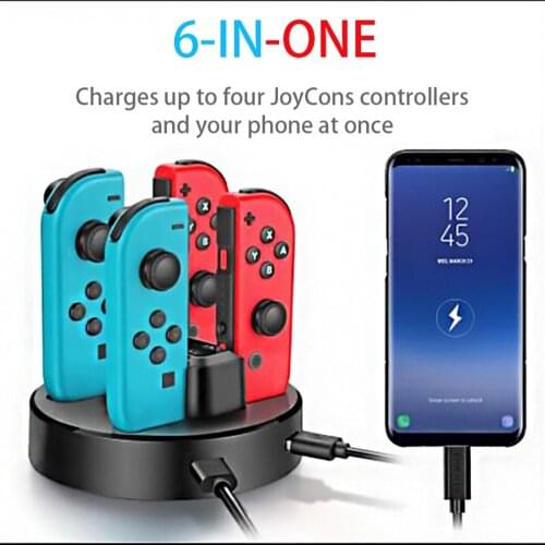 Joy-Con Charging Dock for NintendoSwitch 4 Joycon Controllers 4 in 1 Charger Stand Station for Nintendos Switch NS