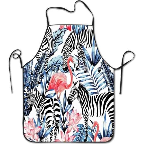 Exotic Pink Flamingo Zebra on Pattern Nature Pattern Nature - Unisex Apron, Kitchen Chef Funny Apron Bib for Cooking Gardening