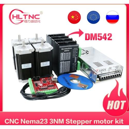 CNC Router electronic kit 4pcs DM542 driver+ 4pcs NEMA23 425ozin DC motor +350W36V power supply +4axis mach3 motion card