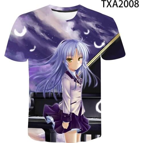 New Summer Angel Beats Casual Streetwear Boy Girl Kids Short Sleeve Fashion Men Women Children 3D Printed T Shirts Cool Tops Tee