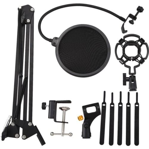 Hot Desktop Microphone Stand Suspension Boom Scissor Arm Stand with 3/8-5/8 Screw/ Shock Mount /Clip/Cable Ties