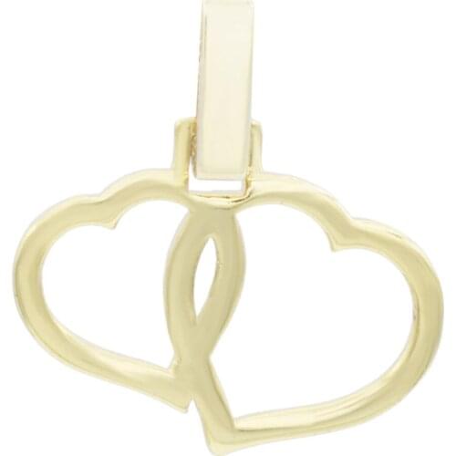 GULCE DERELI, DOUBLE HEART CHARM, CHARMS, GIFT BOX, GOLD/SILVER PLATED
