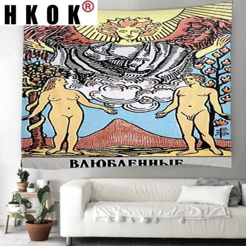 HKOK Tarot Card Tapestry Wall Hanging Wall Covering Rugs Mural Background Cloth Beach Towel Fabric Yoga Blanket Home Decor