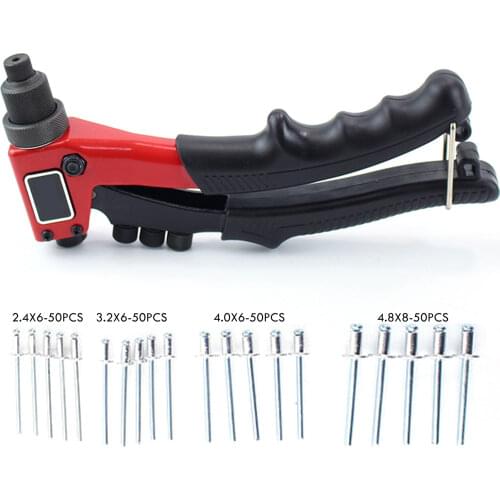 Riveter Gun Hand Riveting Kit Nuts Nail Gun Household Repair Tools Pull Willow Gun Threaded Tools Set With 320pcs aluminum rivet