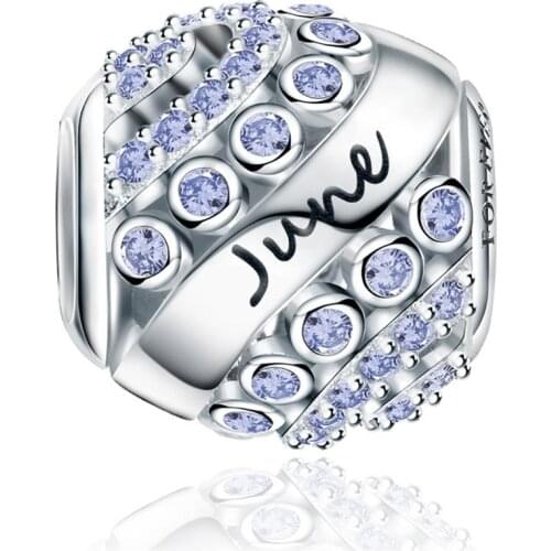 ANNA QUEEN Original Design June Birthstone Charms Birthday Charms Bead for Bracelet & Necklace FQ0080-6