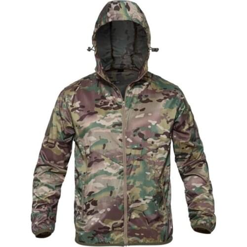 Camping Jacket Men Outdoor Sun Protection Hiking Fishing Hunting Quick Dry Skin Windbreaker Tactical Hooded Camouflage Clothing