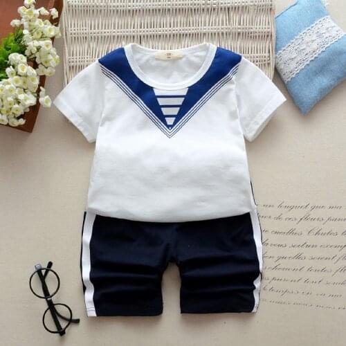 Hot Sale Summer Childrens Two-piece Set Cotton Suit Children Set Childrens Clothing Set Girls Boys Clothing Stripe Sets