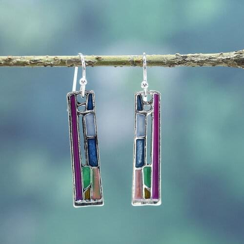 Yobest Fashion Jewelry Retro Color Charms Earrings Personality Design Earrings Wedding Jewelry Drop Crystal Women Female Metal