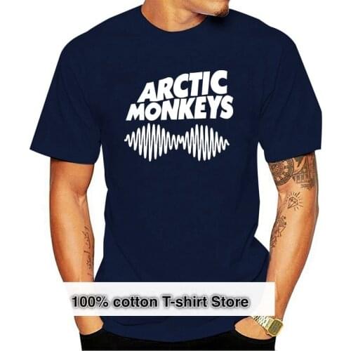 Fashion letters printed ARCTIC MONKEYS round neck black T - shirt men black short - sleeved