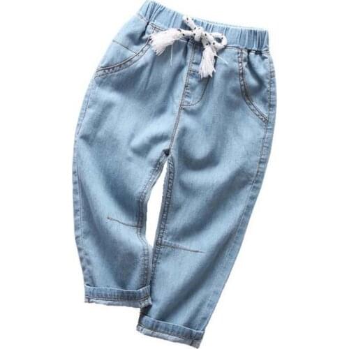 2019 New Childrens jeans Mid waist boys denim pants 2-10Years spring summer thin loosen pants for girls casual kids denim pants