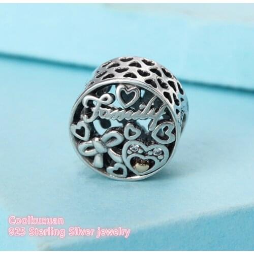 Autumn Original 925 Sterling Silver Family Tribute Charm, Clear CZ Beads Fit Brand Charms Bracelet Diy Jewelry Making