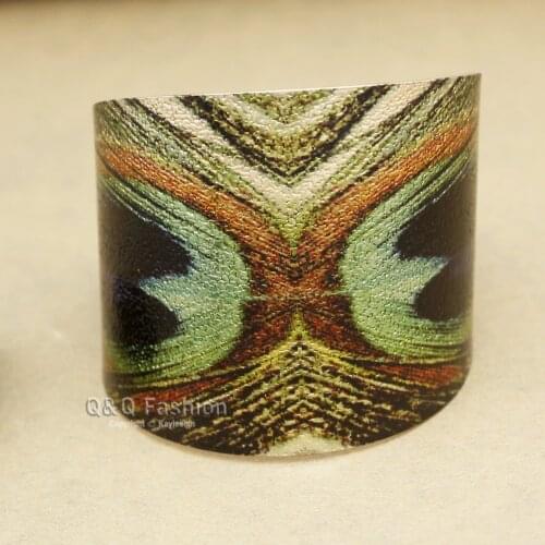 Bloggers Runway Peacock Feather Gold Metal Statement Bracelet Wide Big Bangle Cuff Boho Jewelry Pulseira Feminina Vintage party