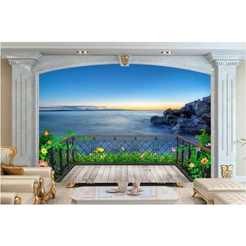 Custom photo wallpaper 3d wall murals wallpaper Beautiful seaside scenery flowers 3D TV background wall papers for living room