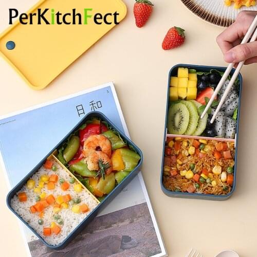 Portable Lunch Box Kids School Plastic Bento Box Microwave Food Container Box With Movable Compartments Salad Fruit Storage
