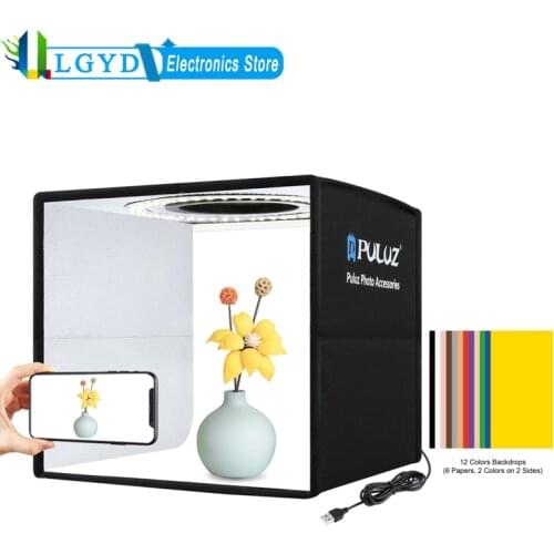 PULUZ Studio Light Box 9.65 inch 12 Color Background Mini Desktop Photo Light Box Studio Photography Softbox