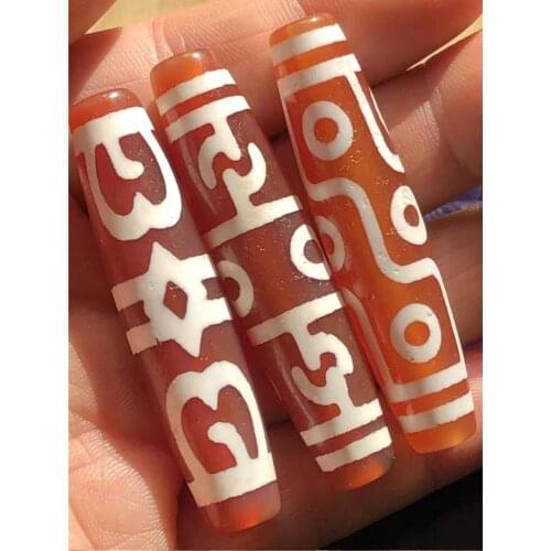 Carnelian Tibetan Dzi Beads High Oil Penetration Process Pure Packing Horseshoe Pattern Nine Eyed Dzi Collectibles