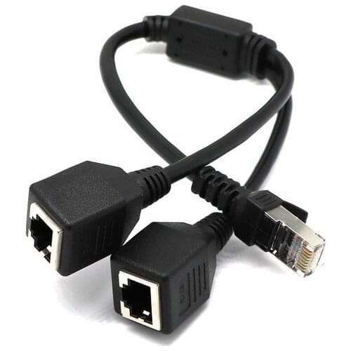 RJ45 1 Male To 2 Female Socket Port LAN Ethernet Network Splitter Y Stable Transmission Cat5e Cat5 Cat6 Easy Adapter Cable