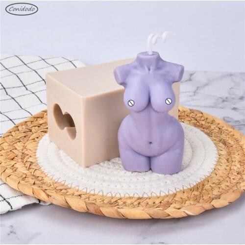 Waist Woman Torso Silicone Candle Mold Torso Slim Naked Big Chest Mould Home Decor Supplies DIY Handmade Art Wax Soap Tool