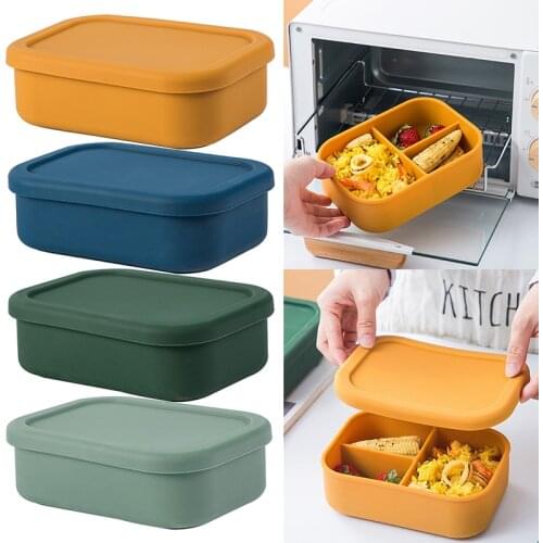 Silicone Healthy Material Lunch Box With Lid 3 Layer Bento Boxes Dinnerware Food Storage Container Fresh-Keeping Picnic Lunchbox