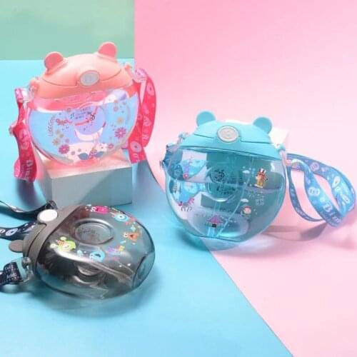 Cute Water Bottle Donuts Plastic Spray Travel Bottle With Straw Portable Baby Nipple Bottle Sippy Cup Girl Gift Water Pot 500ml