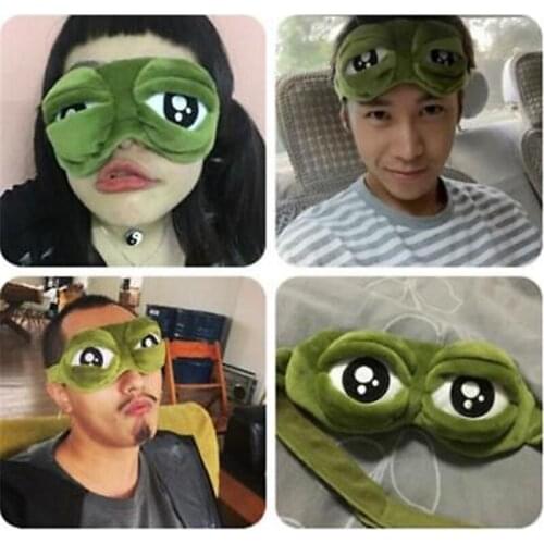 Cute Eyes Mask Cover Plush The Sad 3D Frog Eye Mask Cover Sleeping Rest Travel Sleep Anime Funny Gift