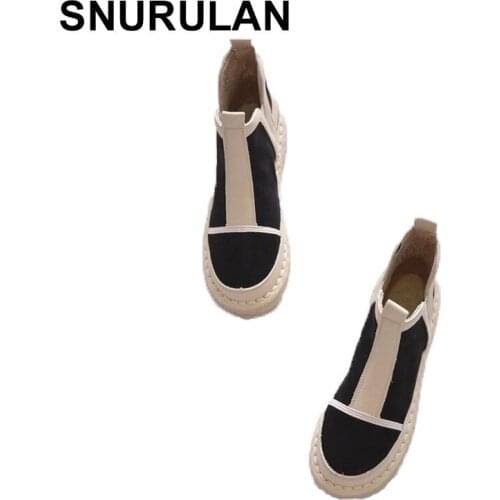SNURULANFashion Autumn Winter Shoes Women Chelsea Boots Warm Plush Thick Sole Cold Winter Ladies Ankle Boots Female Footwear Bot