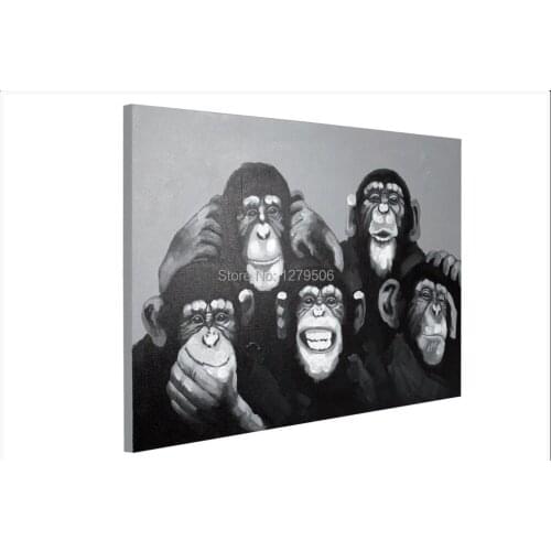 Handmade Modern Lovely Animal Picture Gorilla Familly Abstract Decorative Oil Painting On Canvas Wall Art For Living Room Decor