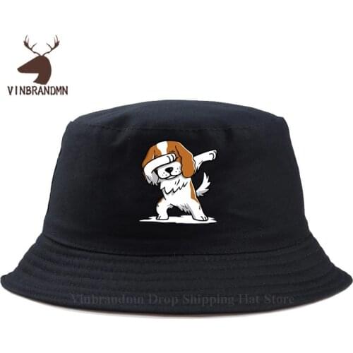 Tricolor Cavalier King Charles Spaniel Dog Dabbing Bucket hat Pet dog lover gift summer hats 2021 New Hot sale sun Baseball hats