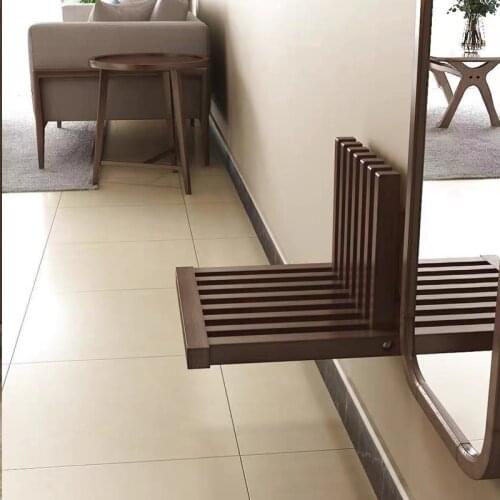 Three colors available Ultra Thin Hidden Wall Hang Folding Stool Porch Chair Shoe Changing Wall-Mounted Folding Bathroom Stool