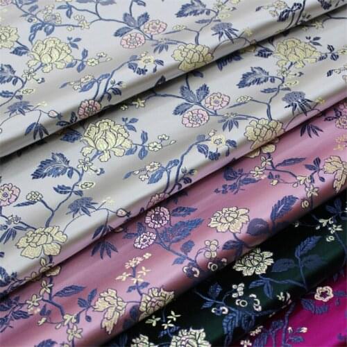 NEW31 White/Green/Pink/Rose Florals Embroidery Chinese Style Jacquard Brocade Fabrics For Dress/Decoration DIY Sewing Materials