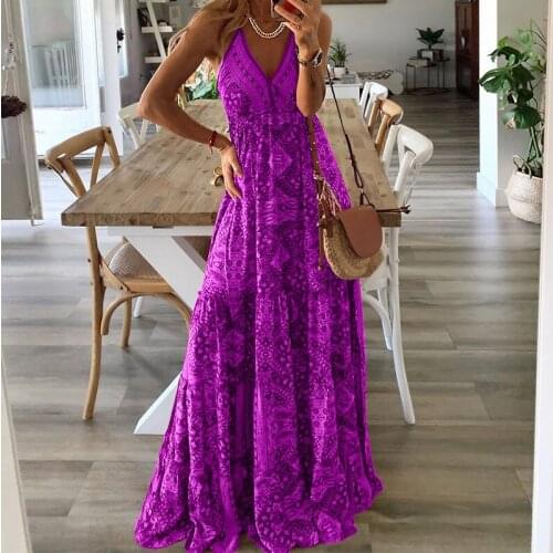 Women Backless Sexy Spaghetti Strap Lady Bohemian Summer Long Dress Woman Beach Dresses Femme Robes Vestidos De Festa Maxi Dress