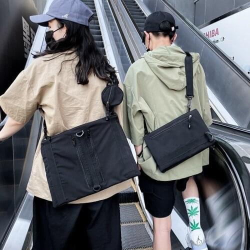 Women bag 2020 new Polyester Flap Fashion Unisex Solid Zipper Soft Shoulder Bags street style harajuku high-capacity 2 usages