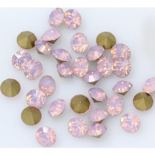 Ss4-ss38 Round pink opal pointed Foiled back czech Crystal glass rhinestone diamante Gems Jewelry making beads clothes accessory