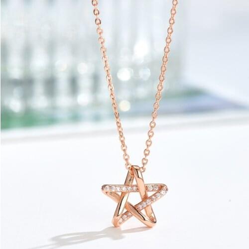 REETI Korean 925 Sterling Silver Jewelry Zirconia Star Necklaces for Women Wedding Girls Statement Jewelry kolye