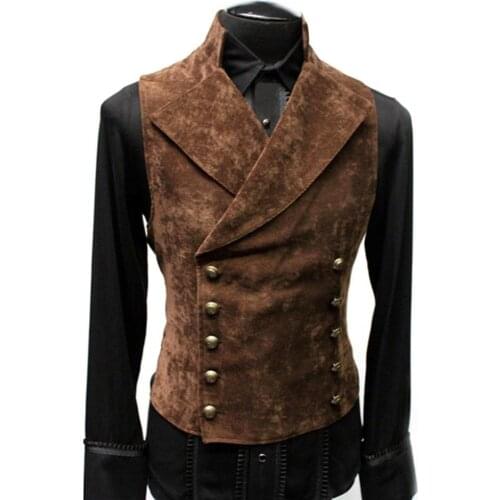 Casual Men Waistcoat Stand Collar Solid Color Double Breasted Slim Vest for Working Casual Mens Clothing Street wear