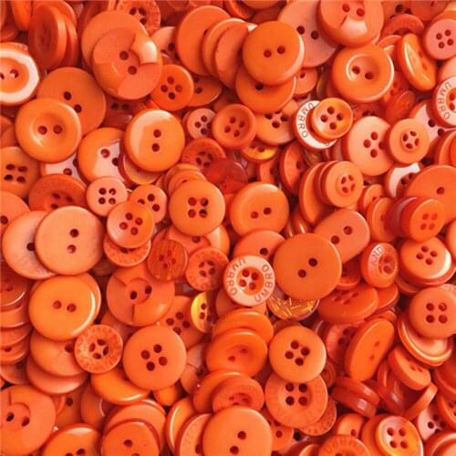 100g/pack Orange Mixed Resin Buttons Arts Crafts For Scrapbooking Sewing Accessories Embellishments 9-20mm Cardmaking