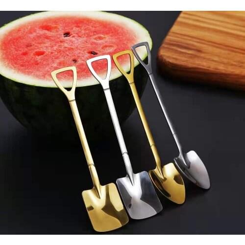 2/4PCS Coffee Spoon Cutlery Set Stainless Steel Retro Iron Shovel Ice Cream Spoon Scoop Creative Spoon tea-spoon Tableware