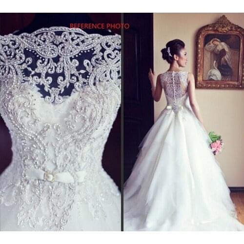 2014 Hot Sale White Ball Gown Popular Vera Beading Unique Wedding Dress In Brazil