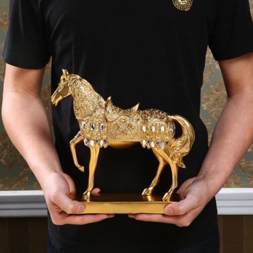 28cm LARGE --2020 business office efficacious FENG SHUI Talisman Protection Money Drawing GOLD HORSE ART Sculpture statue