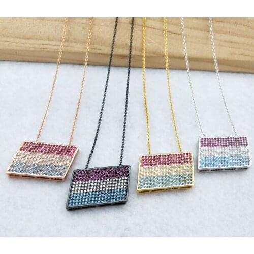 5 Pieces Micro Pave Crystal Cubic Zirconia Pendant handcrafted Charm women Jewelry Finding,Netherlands flag Necklace NK332