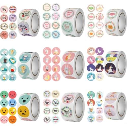 500Pcs/Roll Cute Pink Flower Thank You Sticker Seal Labels Scrapbooking for Kids Reward Labels Business Gift Bags Envelopes Seal