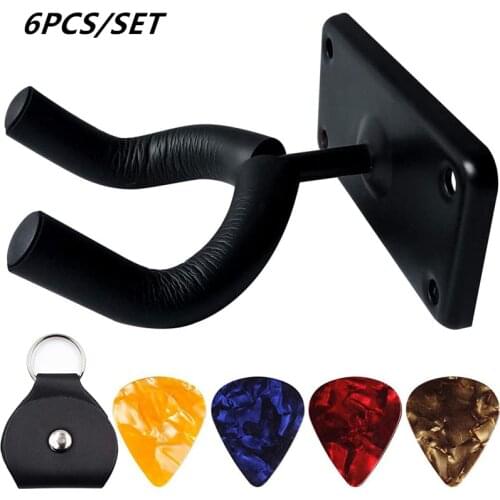 6Pcs/set Wall Hanging Electric Folk Guitar Hook Bass Pick Set Ukulele Display Stand Instrument Holder
