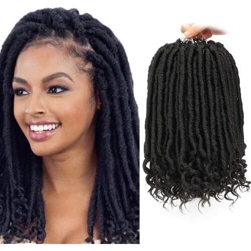Goddess Faux Locs Crochet Hair Locs Crochet Braids With Curly Ends Synthetic Braiding Hair 16-20 inch 24 Strands/pcs