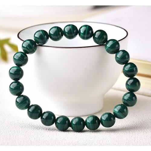 Natural Green Malachite Chrysocolla Woman Men Bracelet Stretch Crystal 8mm Charm Fashion Round Beads Bracelet AAAAA