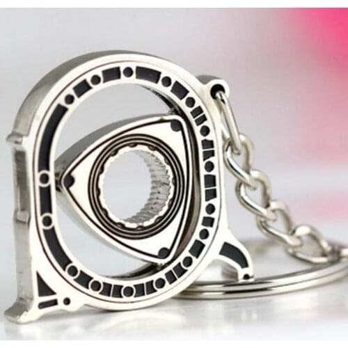 Spinning Rotor Keychain Car Fans Favorite Auto Parts Model Engine Rotary Keyring Key Ring Chain Keychain Meticulous Exquisite