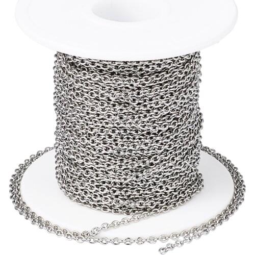 20m/roll 3x2x0.6mm 304 Stainless Steel Cross Chains Cable Chains with Spool for Jewelry Making DIY Bracelet Necklace